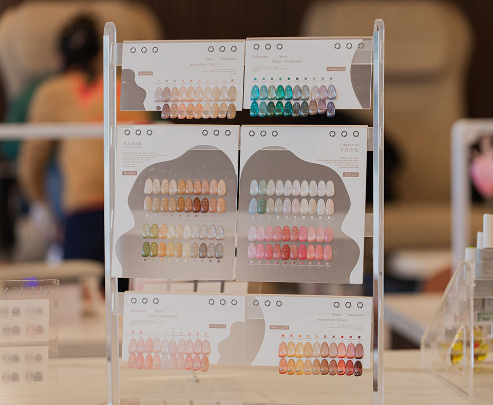 a display of nail polish samples
